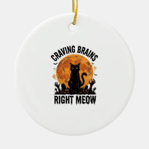 Zombie-Katze Halloween Vintage Gravur Shirt Art_1 Keramik Ornament