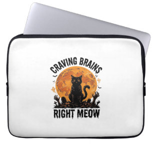 Zombie-Katze Halloween Vintage Gravur Shirt Kunst_ Laptopschutzhülle