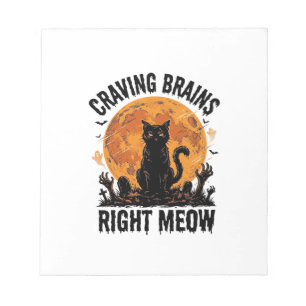 Zombie-Katze Halloween Vintage Gravur Shirt Kunst_ Notizblock
