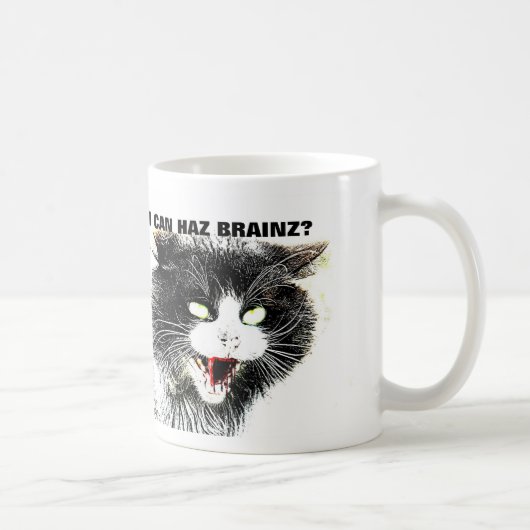 Zombie-Katze kann ich Haz Brainz Kaffee-Tasse Kaffeetasse (Rechts)