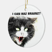 Zombie-Katze kann ich Haz Brainz Verzierung Keramik Ornament (Links)