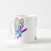 Zombie-Katze-Samurai-Edm-Festival-Rave Kaffeetasse (Vorderseite Links)
