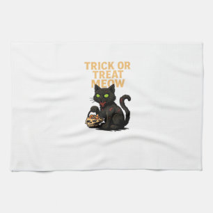 Zombie-Katze – Trick or Treat Meow Halloween-Desig Geschirrtuch