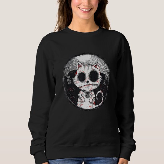 Zombie-Katze   Zombie-Katze  Halloween Sweatshirt (Vorderseite)