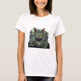 Zombie-Katzenangriff - grausame Halloween-Katze-Fr T-Shirt