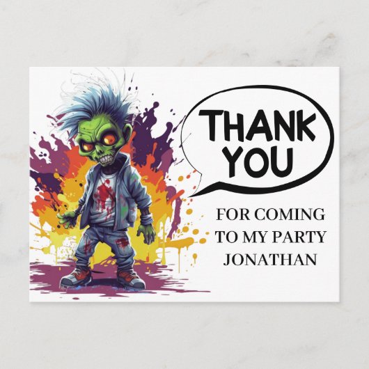 Zombie-Kinder Party DANKE Postkarte (Vorderseite)