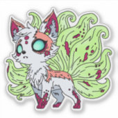 Zombie Kitsune Aufkleber (Vorderseite)