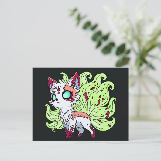 Zombie Kitsune Postkarte (Stehend Vorderseite)