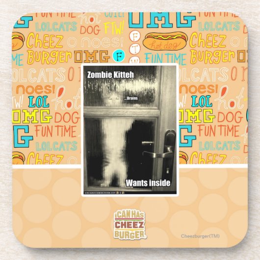 Zombie Kitteh Getränkeuntersetzer (Vorderseite)