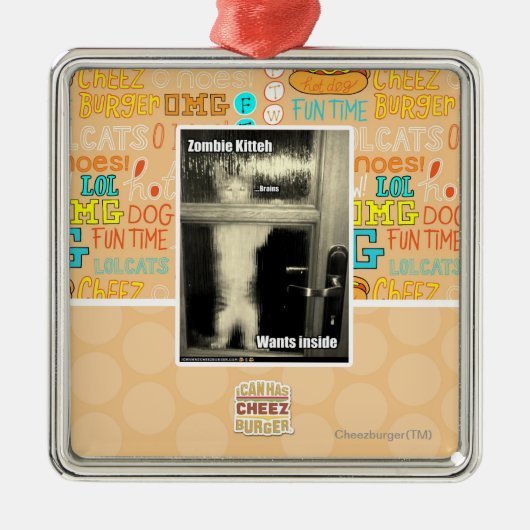Zombie Kitteh Ornament Aus Metall (Vorne)