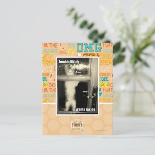 Zombie Kitteh Postkarte (Stehend Vorderseite)