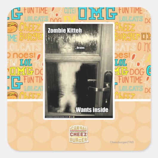 Zombie Kitteh Quadratischer Aufkleber (Vorderseite)