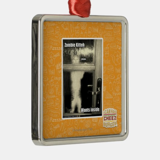 Zombie Kitteh Silbernes Ornament (Rechts)