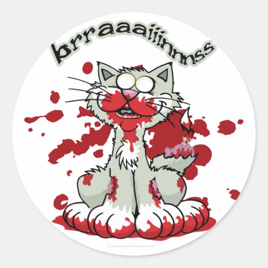 Zombie Kitty Brains!! Runder Aufkleber (Vorderseite)