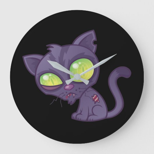 Zombie Kitty Große Wanduhr (Vorderseite)