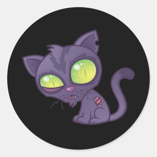 Zombie Kitty Runder Aufkleber (Vorderseite)