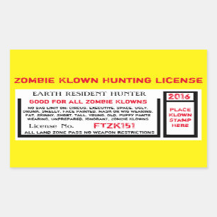 ZOMBIE KLOWN JUNTING LICENSE RECHTECKIGER AUFKLEBER