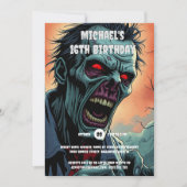 Zombie konfrontiert Comic Art Monster spookoerwach Einladung (Vorderseite)