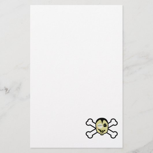 Zombie Kopf und Kreuz Briefpapier (Vorderseite)