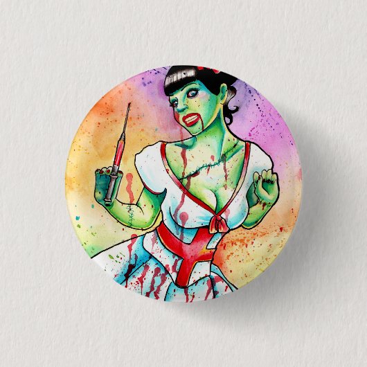 Zombie-Krankenschwester-Button herauf Mädchen Button (Vorderseite)