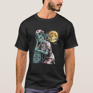 Zombie-Krankenschwester Halloween Grusel Retro Mon T-Shirt