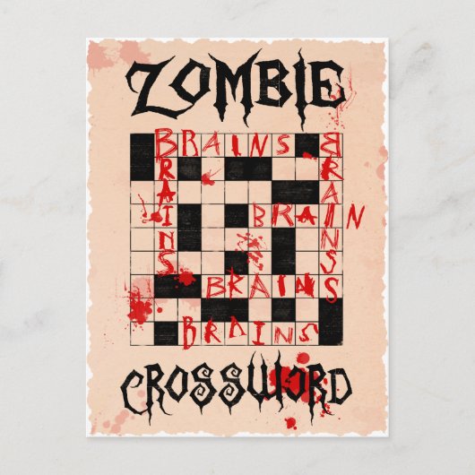 Zombie-Kreuzworträtkarte Postkarte (Vorderseite)