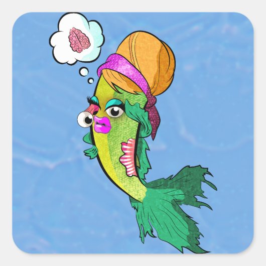 Zombie Lady Fish Quadratischer Aufkleber (Vorderseite)