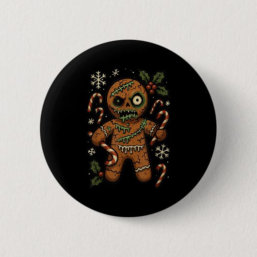 Zombie Lebkuchenmann Weihnachten Zombie Button (Vorderseite)