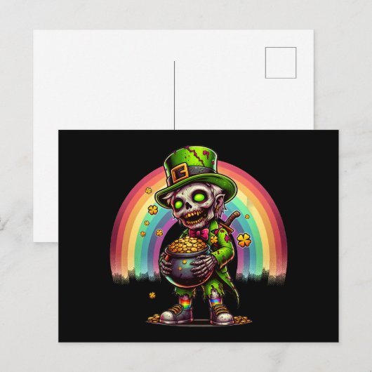 Zombie Leprechaun Postkarte (Vorne/Hinten)