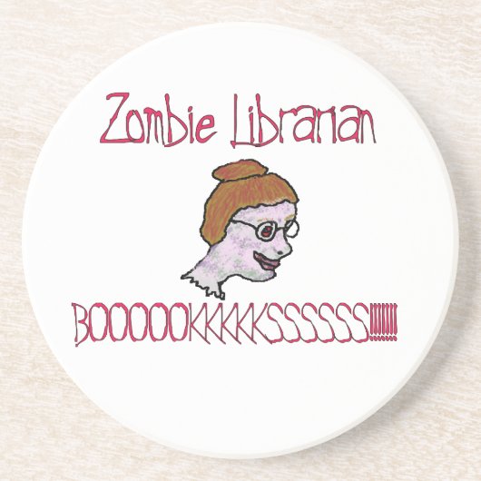Zombie Librarian Sandstein Untersetzer (Vorne)