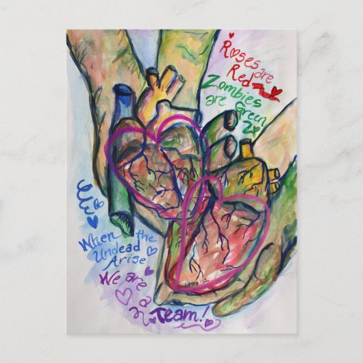 Zombie Liebe Gedicht Kunstmalerei Postkarten (Vorderseite)