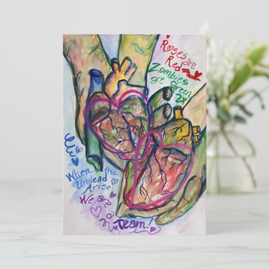 Zombie Liebe Gedicht Malerei Einladungen (Stehend Vorderseite)