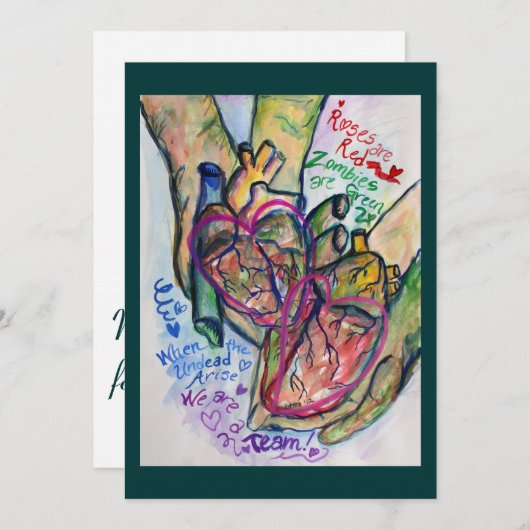 Zombie Liebe Gedicht Malerei Einladungen (Vorne/Hinten)
