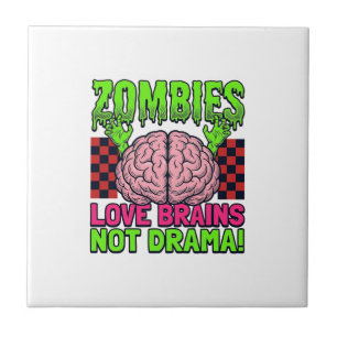 Zombie Liebe Gehirne Keine Drama Vintage Horror De Fliese