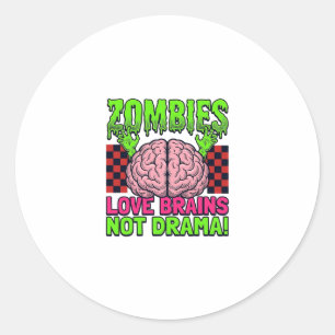 Zombie Liebe Gehirne Keine Drama Vintage Horror De Runder Aufkleber