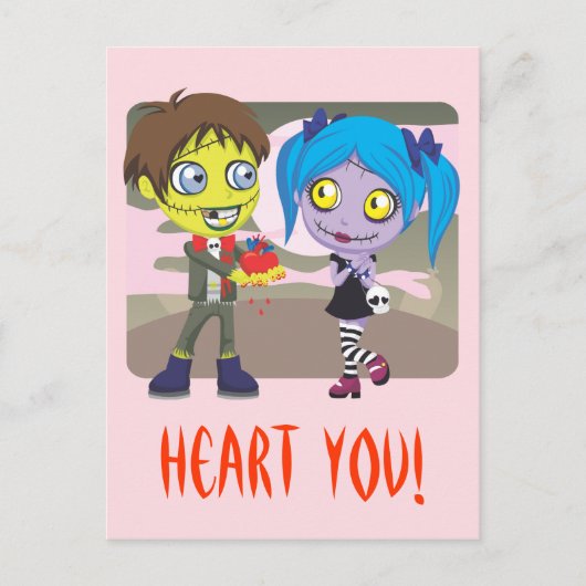 Zombie Liebe Postkarte (Vorderseite)