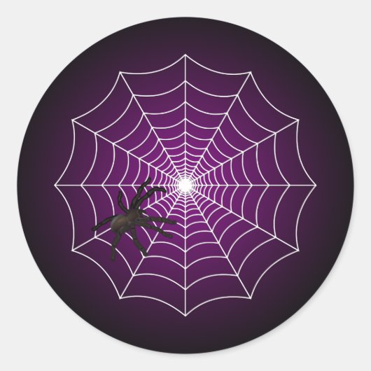 Zombie Lila Spider Web auf Black Runder Aufkleber (Vorderseite)