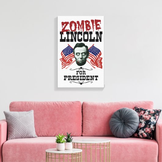 Zombie Lincoln für den Präsidenten - Funny Electio Leinwanddruck (Insitu (Wohnzimmer))