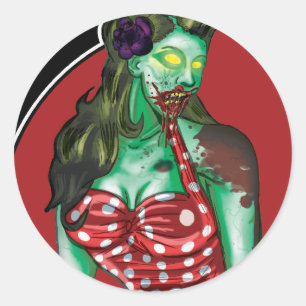 Zombie-Mädchen-Aufkleber Runder Aufkleber