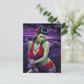 Zombie-Mädchenliebe mit rotem Oldtimer Postkarte (Stehend Vorderseite)