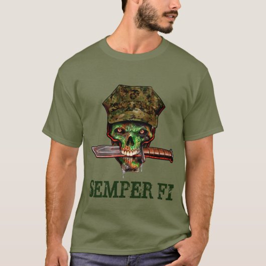Zombie Marine Dagger, Semper Fi, Customizing, T-Shirt (Vorderseite)