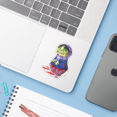 Zombie Matryoshka Doll Aufkleber (Laptop mit iPhone)