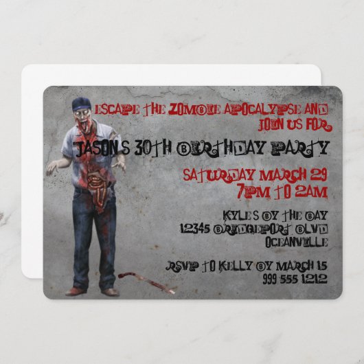 Zombie Mechanical Custom Birthday Invites Einladung (Vorne/Hinten)