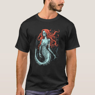 Zombie Mermaid Beängstigende Kostüme Skeleton Fant T-Shirt