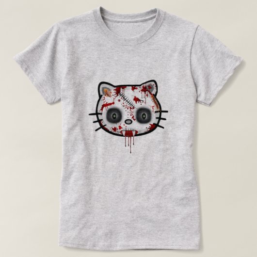 Zombie-Miezekatze-Katze lustiges Halloween T-Shirt (Design vorne)