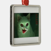 Zombie-Miezekatze Silbernes Ornament (Rechts)