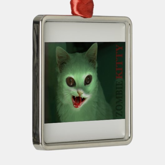 Zombie-Miezekatze Silbernes Ornament (Rechts)