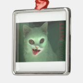 Zombie-Miezekatze Silbernes Ornament (Links)