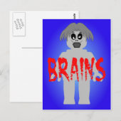 Zombie Minifig 'Brains' Postkarte (Vorne/Hinten)