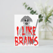 Zombie Minifig "I Like Brains" Postkarte (Stehend Vorderseite)